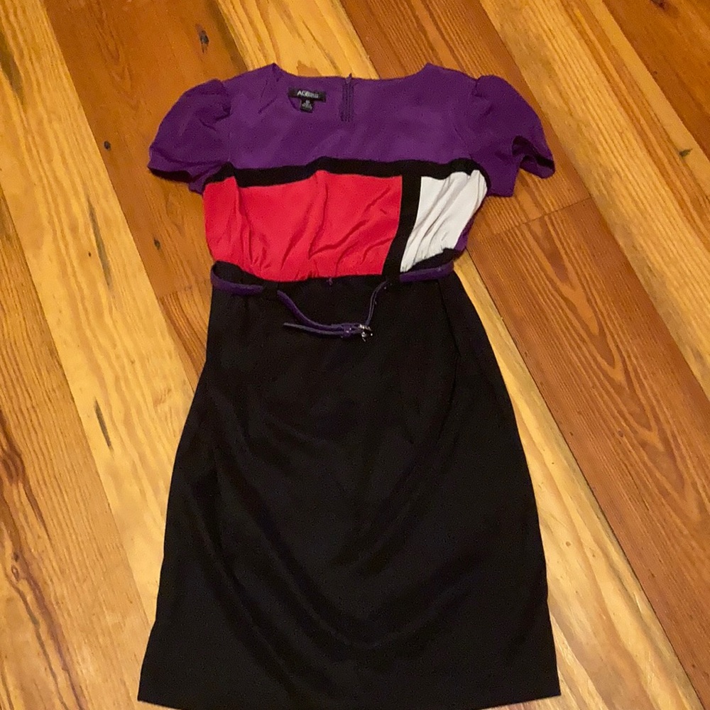 AGB dress purple, red, black with no belt Sz 6p